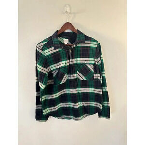 Womens J. Crew Half Zip Flannel